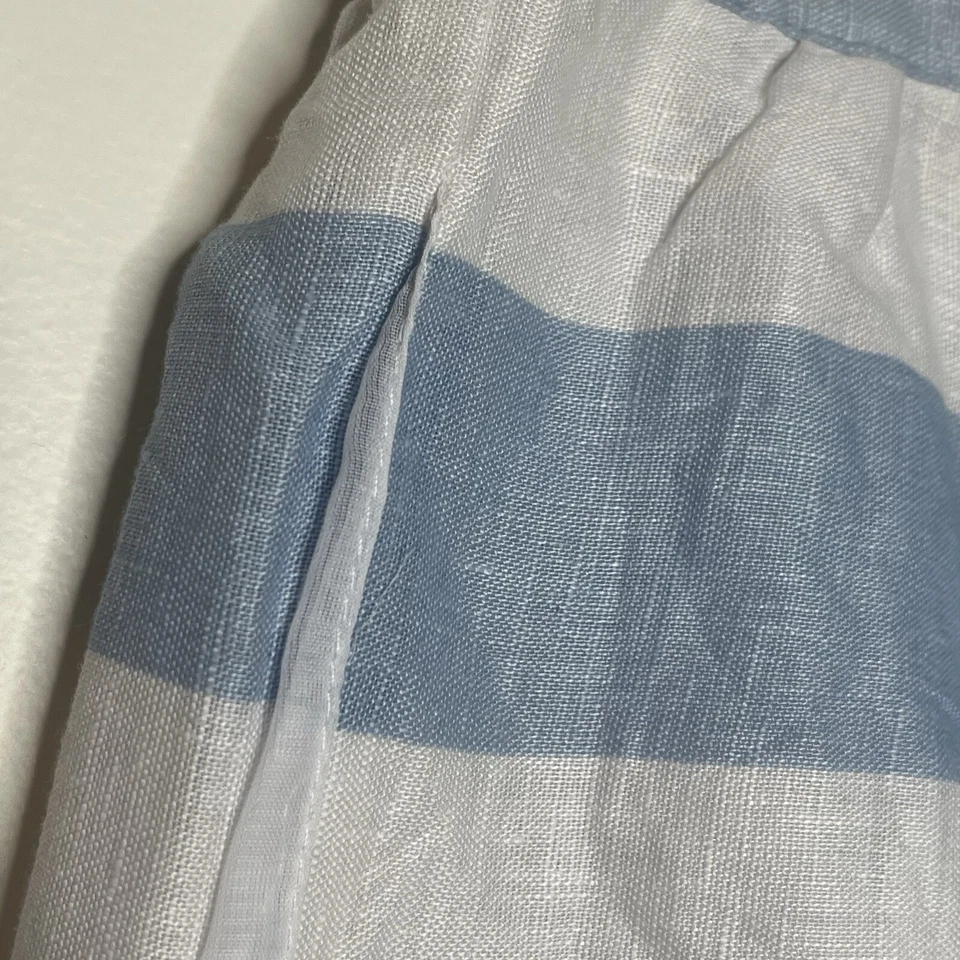 Женская мини-юбка Cynthia Rowley в полоску из льна сине-белая с 14 трапециевидными карманами - Изображение 3 из 4