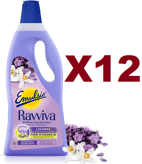 12 EMULSIO RAVVIVA PAVIMENTI PREGIATI DETERGENTE LAVANDA & FIORI D'ARANCIO 750ML