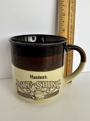 Vintage 1989 Hardee's Rise and Shine Homemade Biscuits Mug Coffee Cup Two-Tone