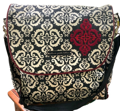 Petunia Pickle Bottom Convertible Diaper Bag Frolicking in Fez Black White Red