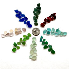 Surf Tumbled Sea Glass 80 Tiny Pieces Craft Quality In Eight Colors