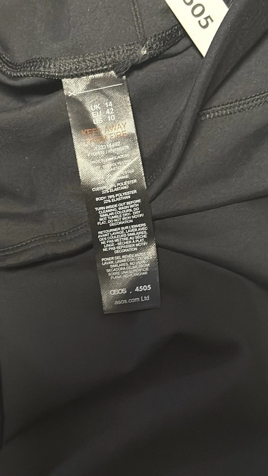 ASOS 全新带标签黑色宽腿高腰打底裤 10 码女式弹力休闲舒适 — 第 3/4 张图片