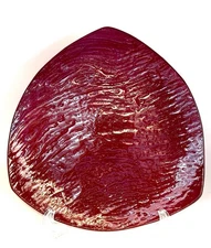 Annieglass Triangular Salad Plate Red Art Glass Triangle 9” 1997 Vintage