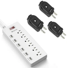 Power Strip Surge Protector 6 Outlets with 6 USB Charging Ports & Extension C...
