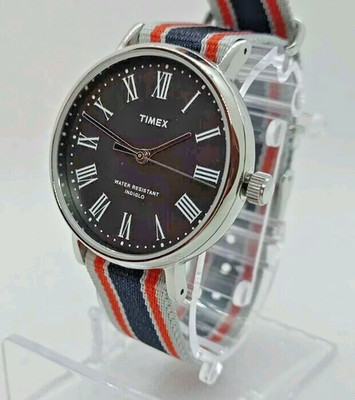 TIMEX FAIRFIELD AVENUE UHR INDIGLO BELEUCHTUNG, RÖMISCHE ZAHLEN GEHÄUSE 37mm