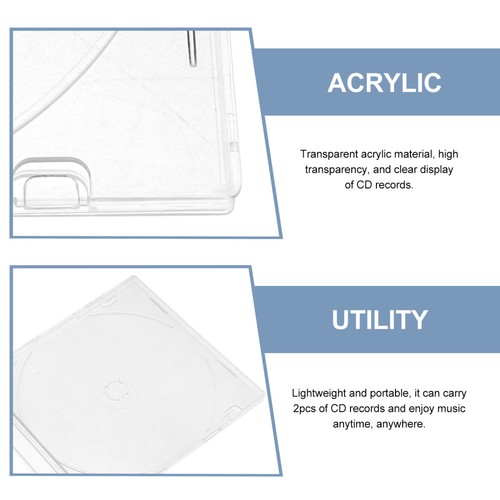 2 Pcs Acrylic Storage Box Travel Office Cd Organizer Dvd Case with Lid - Afbeelding 3 van 12