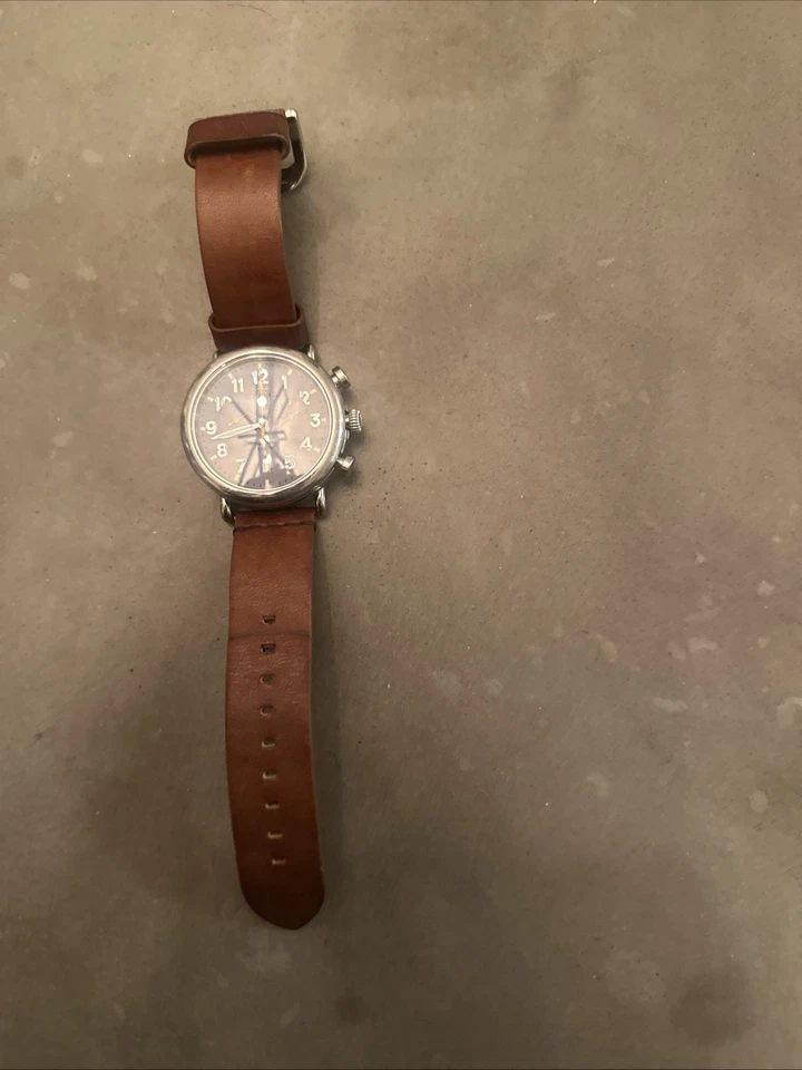 Shinola Runwell Chrono Woman’s Watch 41mm Blue Leather Strap - Image 2 of 4