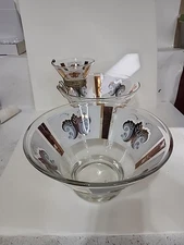 MCM Vintage Anchor Hocking Glass Chip and Dip Set Four Piece Set