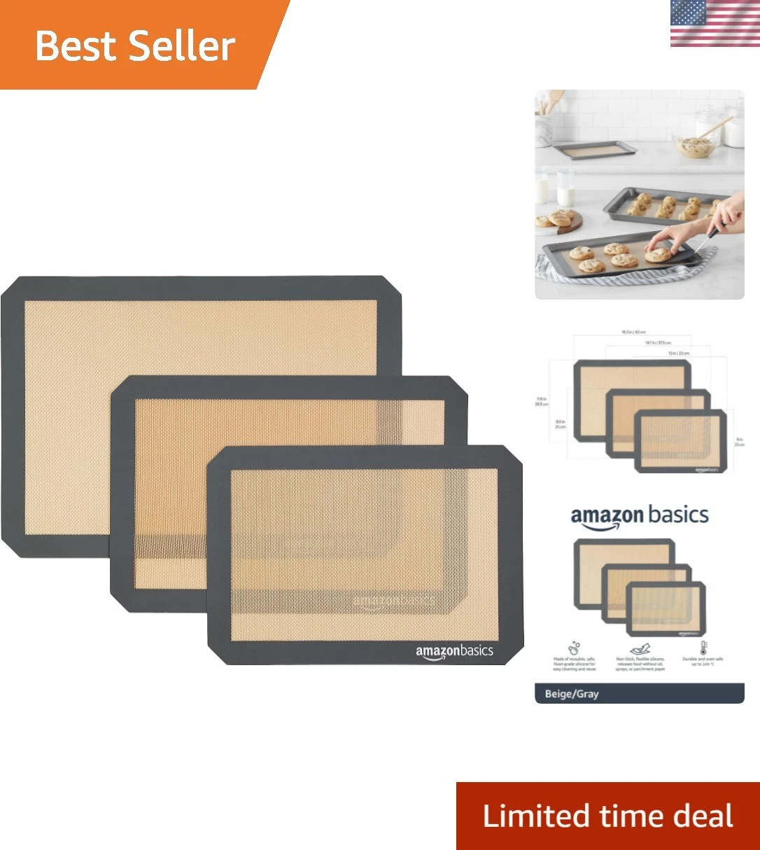Rectangular Non-Stick Silicone Baking Mat, Food Safe, Heat Resistant, 9"x13",...
Opens in a new wind