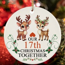 Our 17th Anniversary Christmas Together Ornament 17 Year Reindeer Couple Love