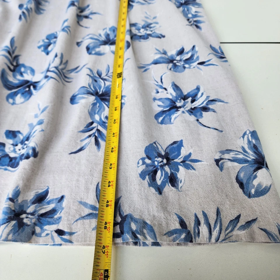 VTG Miss Dorby Floral Linen Dress Pleats  Beige Blue Womens Tie Back Zip Sz M - Image 4 of 4