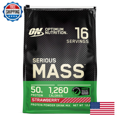 Optimum Nutrition Serious Mass 12lb Strawberry Weight Gainer Protein Powder