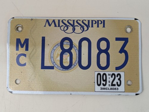 Vintage Motorcycle License Plate Mississippi 2023 L8083 7" x4"