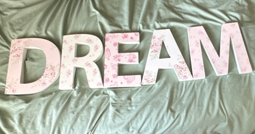 Simply Shabby Chic DREAM Wall Décor Floral Letters White Pink Nursery