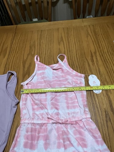NWT XS (4-5) Wonder Nation 2 Pack Knit Romper Dress Purple & Pink/white - Picture 20 of 24