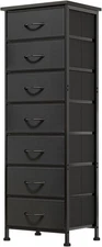 Black Tall Dresser for Bedroom, Storage Dresser Organizer with 7 Fabric Drawers