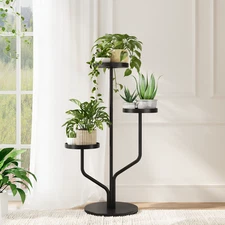 Bamworld 3 Tier Plant Stand Indoor Outdoor Metal Plant Shelf  Tall Flower Holder