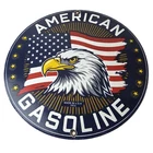 Vintage American Gasoline Porcelain Sign - Bald Eagle USA Gas Pump Plate Sign