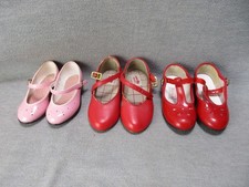 Vintage Girl Shoes Red Pink Patten Leather Red Mary Janes Big Doll Shoes
