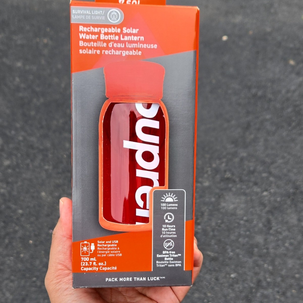 SOL Supreme Rechargeable Solar Waterproof Water Bottle Lantern