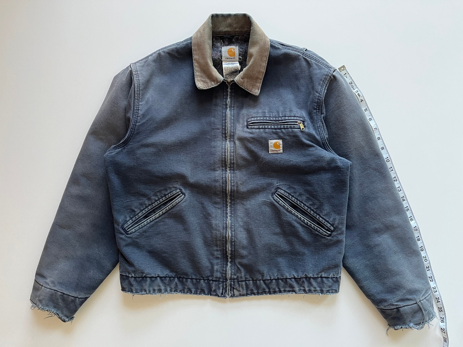 Vintage Carhartt J01 NVY Detroit Jacket Size 42 Regular Workwear Blanket Lining image 4