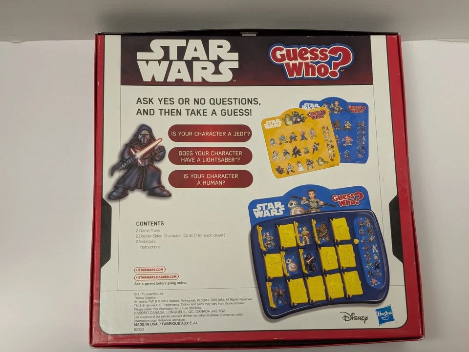 Star Wars Guess Who? Game 2014 Edition Disney Hasbro B2353 Box Made In USA - Image 3 of 4