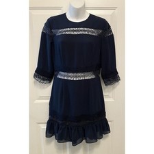 NWT TULAROSA Women's Revolve Asher Dress Navy Blue Lace Insets Size Small
