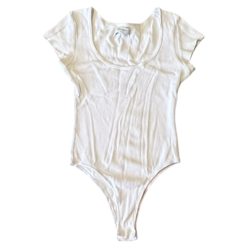 Nude Lucy Short Sleeve Body Suit Top Size Women’s S Small White 