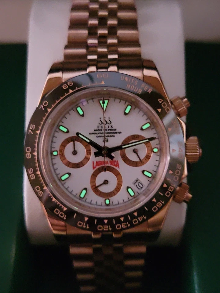 Reloj 40mm Multifunción Completo Cronógrafo VK63 Cuarzo Esfera Blanca Colaboración Foto 3 de 4