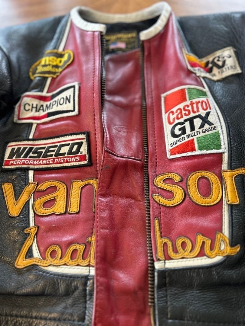 VANSON Single Riders One Star Motorcycle Leather Race Jacket Size
