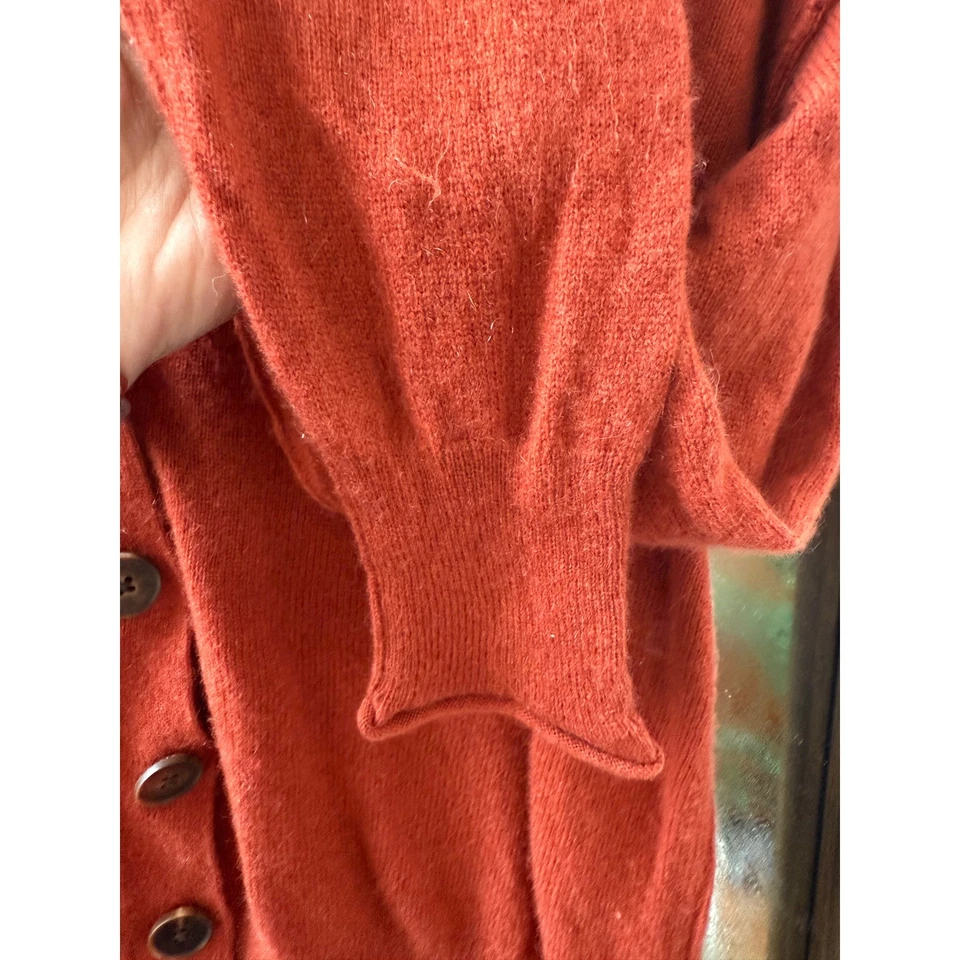 Cárdigan Sundance 100 % cachemir abotonado naranja óxido para mujer mediano Foto 4 de 4
