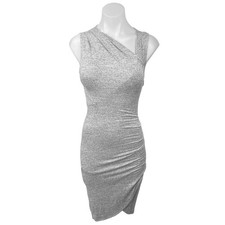 Aritzia Wilfred Izadora Gray Asymmetric Sleeveless Wrap Bodycon Mini Dress XXS