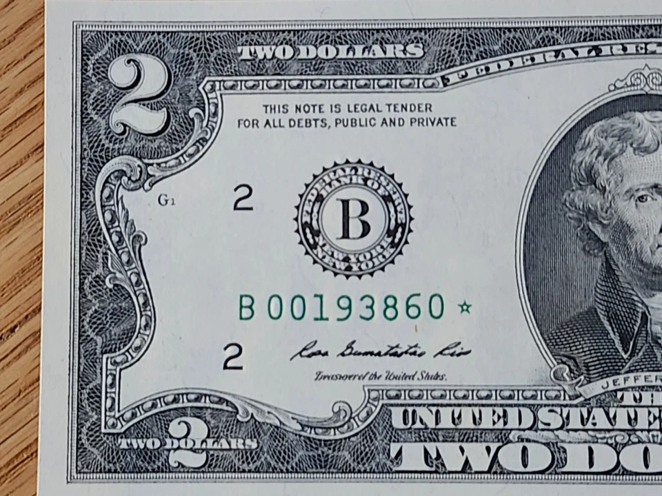 2013 $2 NEW YORK District UNC/GEM STAR NOTE B00193860* LOW SERIAL NUMBER - Image 3 of 4