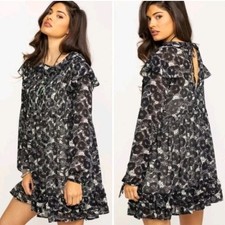 Free People Womens Sheer These Dreams Long Sleeve Mini Dress Size Small Floral