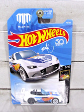 Hot Wheels Nightburnerz 2015 White Mazda MX - 5 Miata " Mad Mike "