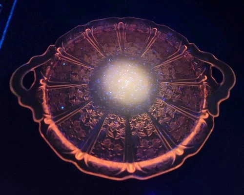 Vintage Selenium Jeanette Cherry Blossom depression glass 13" Serving Platter