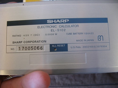 Ancienne calculatrice finance "pour pièce" Sharp EL-5102 Made in Japan Vs 1975 - Afbeelding 3 van 11