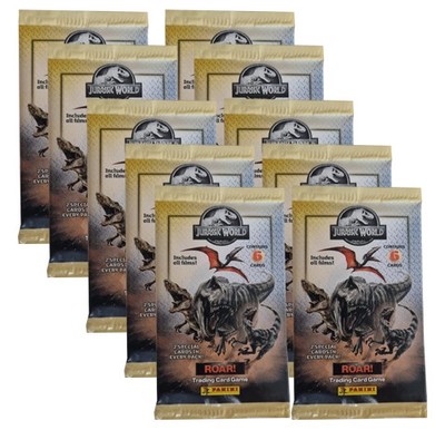 Panini Jurassic World ROAR! | 10× Booster (Flowpacks) | je 6 Karten + 1 Regelkar