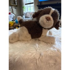 Vintage 1990 Dakin Brown White Spotted Puppy Dog Plush Stuffed Animal 10 Inch