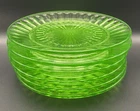 Uranium GLASS Green Glowing Depression Glass 6 PLATES  6.25"