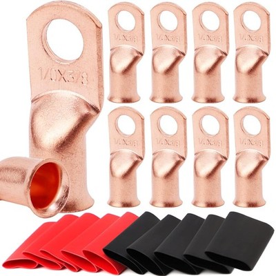 10pcs Terminales Batería 1/0 AWG-3/8 Conectores de Cable Pesado con Retráctil