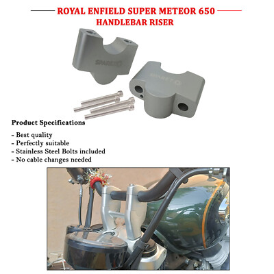 Fit For Royal Enfield ''Super Meteor 650'' Aluminium Handlebar Risers 35mm Silver