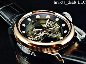Invicta-52mm-Russian-Diver-GHOST-BRIDGE-AUTOMATIC-ROSE-TONE-Leather-Watch-RARE