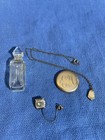 Vintage Gold Plated Jewelry Lot School Pin 1927 Locket Perfume Bottle Givenchy