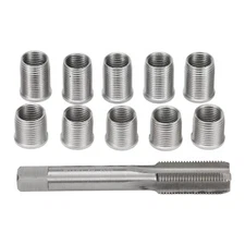 1Set Universal Spark Plug Thread Repair Kit Tool with M10x1.0 Thread Inserts
