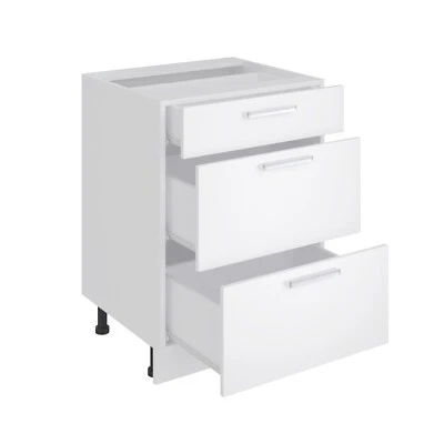 Schubladenschrank ALINA 60 cm Unterschrank Küchenschrank Einbauküche Weiß matt - Bild 1 von 4