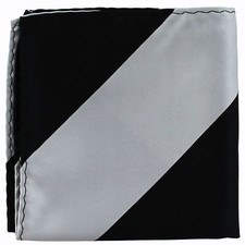 New men polyester stripes pocket square hankie handkerchief silver black formal