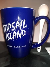 M Ware Topsail Island North Carolina Coffee Tea Mug Ceramic Spoon in Handle 
