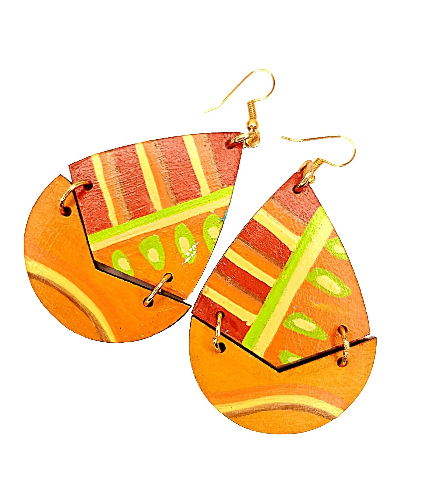 Wooden Yellow Gold Fashion Earrings