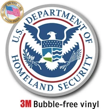 U.S. DEPARTMENT OF HOMELAND SECURITY DECAL 3M STICKER MADE IN USA WINDOW CAR